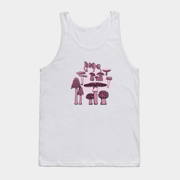 Mushroom Paradise Pink Background Tank Top by cesartorresart